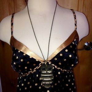 Anthro UO Brass OWL Pendant Necklace EUC